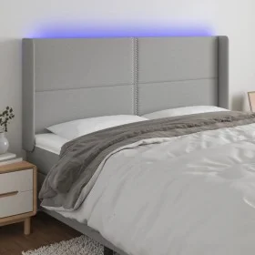 Light gray fabric headboard with LED 183x16x118/128 cm by , Headboards and footboards - Ref: Foro24-3123922, Price: 107,80 €,...