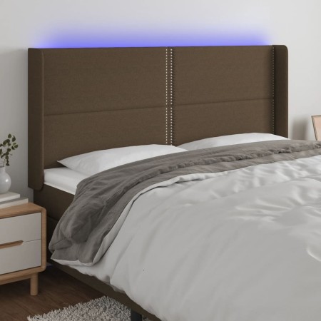 Kopfteil mit LED aus dunkelbraunem Stoff 163x16x118/128 cm von , Kopf- und Fußteile - Ref: Foro24-3123917, Preis: 103,42 €, R...