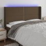 Kopfteil mit LED aus dunkelbraunem Stoff 163x16x118/128 cm von , Kopf- und Fußteile - Ref: Foro24-3123917, Preis: 103,42 €, R...