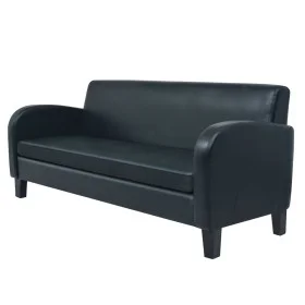 Sofá 3 plazas cuero artificial negro de vidaXL, Sofás - Ref: Foro24-245588, Precio: 395,14 €, Descuento: %