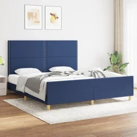 Bed frame with blue fabric headboard 180x200 cm by , Beds and slatted bases - Ref: Foro24-3124998, Price: 206,84 €, Discount: %
