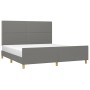 Bed frame with headboard dark gray fabric 160x200 cm by , Beds and slatted bases - Ref: Foro24-3124985, Price: 216,66 €, Disc...
