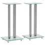 Tempered glass speaker stands with a design of 2 silver pillars, 2 units. by vidaXL, Speaker stands - Ref: Foro24-50674, Pric...