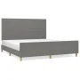 Bed frame with headboard dark gray fabric 180x200 cm by , Beds and slatted bases - Ref: Foro24-3124993, Price: 209,39 €, Disc...