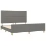 Bed frame with headboard dark gray fabric 180x200 cm by , Beds and slatted bases - Ref: Foro24-3124993, Price: 209,39 €, Disc...