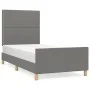 Bed frame with headboard in dark gray fabric 90x200 cm by , Beds and slatted bases - Ref: Foro24-3124945, Price: 126,60 €, Di...