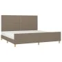 Bed frame with headboard in taupe gray fabric 200x200 cm by , Beds and slatted bases - Ref: Foro24-3125004, Price: 216,12 €, ...