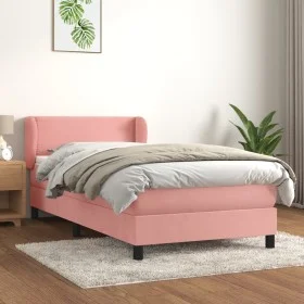 Box spring bed with pink velvet mattress 100x200 cm by , Beds and slatted bases - Ref: Foro24-3127420, Price: 304,48 €, Disco...