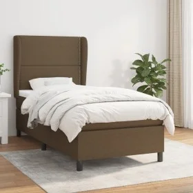 Box spring bed with dark brown fabric mattress 90x190 cm by , Beds and slatted bases - Ref: Foro24-3127848, Price: 323,28 €, ...