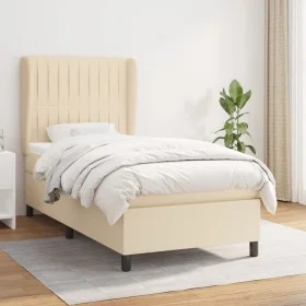 Box spring bed with cream fabric mattress 80x200 cm by , Beds and slatted bases - Ref: Foro24-3128082, Price: 328,22 €, Disco...
