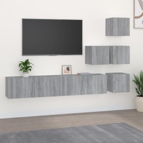 Mueble de pared para TV madera contrachapada gris sonoma en Muebles TV | Comprar online en Foro24