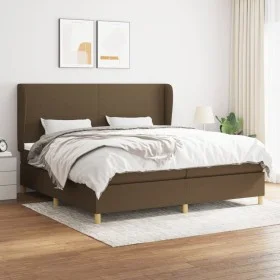 Box spring bed with dark brown fabric mattress 200x200 cm by , Beds and slatted bases - Ref: Foro24-3128392, Price: 667,65 €,...