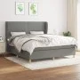 Box spring bed with dark gray fabric mattress 160x200 cm by , Beds and slatted bases - Ref: Foro24-3128454, Price: 544,25 €, ...