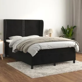 Box spring bed with black velvet mattress 140x200 cm by , Beds and slatted bases - Ref: Foro24-3129155, Price: 473,51 €, Disc...