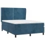Box spring bed with dark blue velvet mattress 140x200 cm by , Beds and slatted bases - Ref: Foro24-3129157, Price: 503,26 €, ...