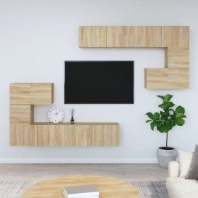 Mueble de pared para TV madera contrachapada color roble sonoma Mueble de pared para TV madera contrachapada color roble sonoma