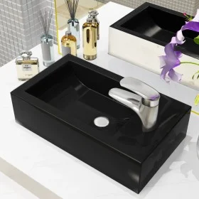 Rechteckiges Keramikwaschbecken mit Hahnloch 46x25,5x12 schwarz von vidaXL, Sinkt - Ref: Foro24-142738, Preis: 61,04 €, Rabat...