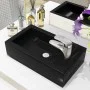 Rectangular ceramic sink with faucet hole 46x25.5x12 black by vidaXL, Sinks - Ref: Foro24-142738, Price: 61,04 €, Discount: %