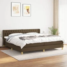 Cama box spring con colchón tela marrón oscuro 200x200 cm de , Camas y somieres - Ref: Foro24-3130540, Precio: 625,78 €, Desc...