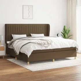 Box spring bed with dark brown fabric mattress 200x200 cm by , Beds and slatted bases - Ref: Foro24-3128712, Price: 669,59 €,...