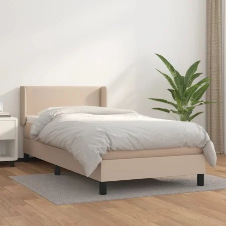 Cama box spring con colchón cuero sintético capuchino 80x200 cm de , Camas y somieres - Ref: Foro24-3130690, Precio: 271,04 €...