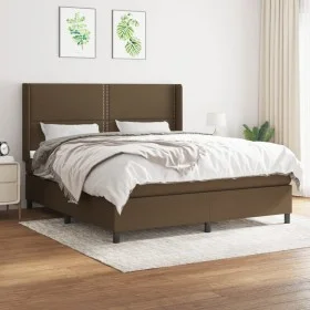 Box spring bed with dark brown fabric mattress 180x200 cm by , Beds and slatted bases - Ref: Foro24-3131372, Price: 578,77 €,...