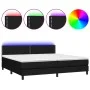 Box spring bed mattress and LED lights black fabric 200x200 cm by , Beds and slatted bases - Ref: Foro24-3133103, Price: 562,...