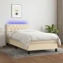 Box spring bed mattress and LED lights cream fabric 80x200 cm by , Beds and slatted bases - Ref: Foro24-3133354, Price: 307,2...