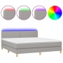 Box spring bed with fabric mattress and light gray LED 180x200 cm by , Beds and slatted bases - Ref: Foro24-3133653, Price: 5...