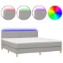 Box spring bed with fabric mattress and light gray LED 160x200 cm by , Beds and slatted bases - Ref: Foro24-3133645, Price: 4...