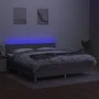 Box spring bed with fabric mattress and light gray LED 160x200 cm by , Beds and slatted bases - Ref: Foro24-3133645, Price: 4...