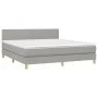 Box spring bed with fabric mattress and light gray LED 160x200 cm by , Beds and slatted bases - Ref: Foro24-3133645, Price: 4...