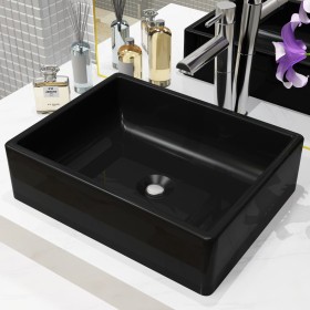 Lavabo de cerámica rectangular negro 41x30x12 cm de vidaXL, Lavabos - Ref: Foro24-142734, Precio: 72,90 €, Descuento: %