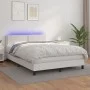 Cama box spring colchón y LED cuero sintético blanco 140x200 cm de , Camas y somieres - Ref: Foro24-3134166, Precio: 458,26 €...