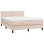 Box spring bed LED mattress cappuccino synthetic leather 140x200cm by , Beds and slatted bases - Ref: Foro24-3134170, Price: ...