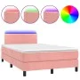 Boxspringbett mit Matratze und LED-Rosa-Samt 120x200 cm von , Betten und Lattenroste - Ref: Foro24-3134338, Preis: 368,18 €, ...