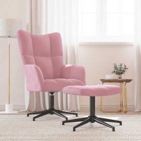 Sillón de relax con taburete terciopelo rosa en Sillones | Comprar online en Foro24