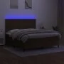 Box spring bed mattress LED lights dark brown fabric 180x200cm by , Beds and slatted bases - Ref: Foro24-3134816, Price: 580,...