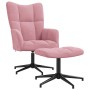 Sillón de relax con taburete terciopelo rosa en Sillones | Comprar online en Foro24