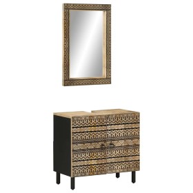 Conjunto de muebles de baño 2 piezas madera maciza de mango en Muebles de baño | Comprar online en Foro24