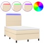 Boxspringbett mit Matratze und LED-Cremestoff 120x200 cm von , Betten und Lattenroste - Ref: Foro24-3134786, Preis: 417,60 €,...