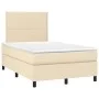 Box spring bed with mattress and LED cream fabric 120x200 cm by , Beds and slatted bases - Ref: Foro24-3134786, Price: 407,83...