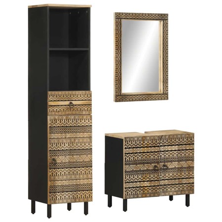 Conjunto de muebles de baño 3 piezas madera maciza de mango en Muebles de baño | Comprar online en Foro24