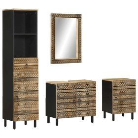Conjunto de muebles de baño 4 piezas madera maciza de mango en Muebles de baño | Comprar online en Foro24