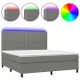 Box spring bed mattress and LED lights dark gray fabric 180x200 cm by , Beds and slatted bases - Ref: Foro24-3134814, Price: ...