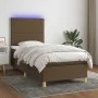 Box spring bed mattress and LED lights dark brown fabric 90x200cm by , Beds and slatted bases - Ref: Foro24-3135328, Price: 3...
