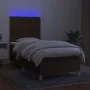 Box spring bed mattress and LED lights dark brown fabric 90x200cm by , Beds and slatted bases - Ref: Foro24-3135328, Price: 3...