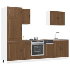 Conjunto de armarios de cocina de 7 piezas "Kalmar" de en madera de ingeniería de roble marrón en Armarios de cocina | Comprar o