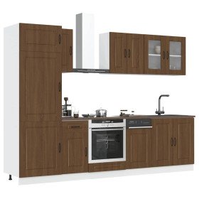 Conjunto de armarios de cocina de 8 piezas "Kalmar" de madera de ingeniería de roble marrón en Armarios de cocina | Comprar onli