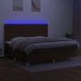 Box spring bed mattress LED lights dark brown fabric 200x200 cm by , Beds and slatted bases - Ref: Foro24-3135624, Price: 651...